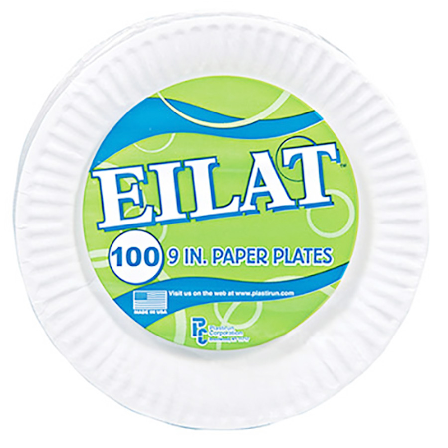 EILAT PAPER PLATE 9 IN 100 CT UNCOATED