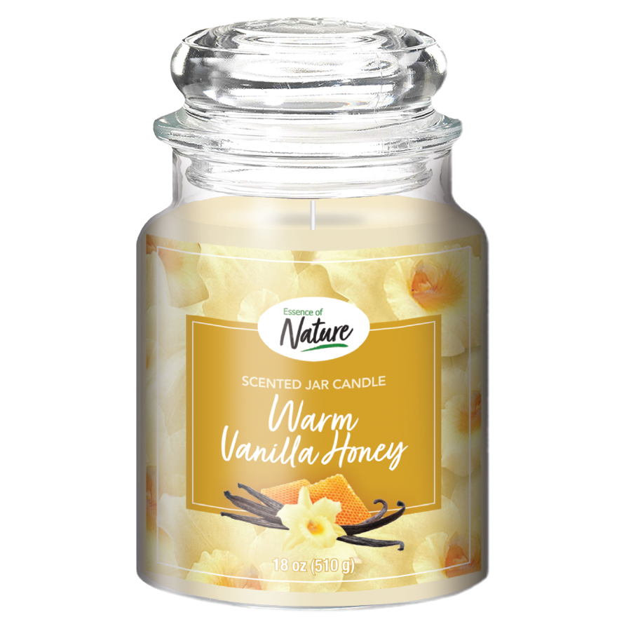 ESSENCE OF NATURE 18 OZ CANDLE IN JAR WITH DOM LID VANILLA HONEY