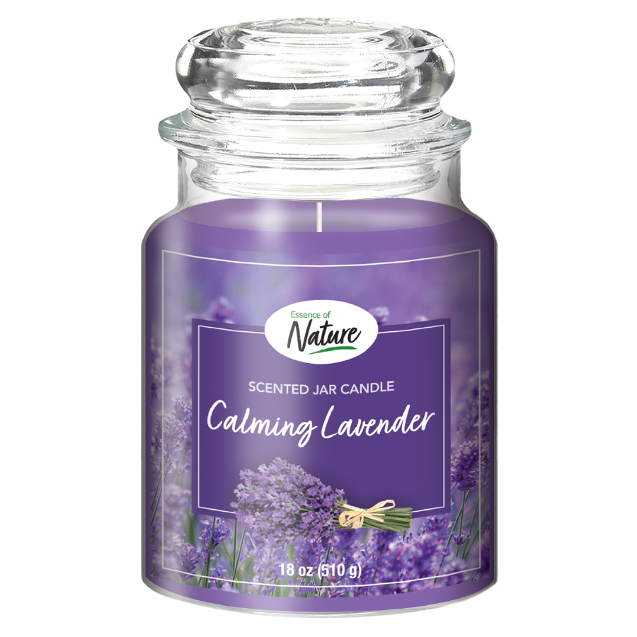 ESSENCE OF NATURE CANDLE 18 OZ IN JAR WITH DOM LID LAVENDAR