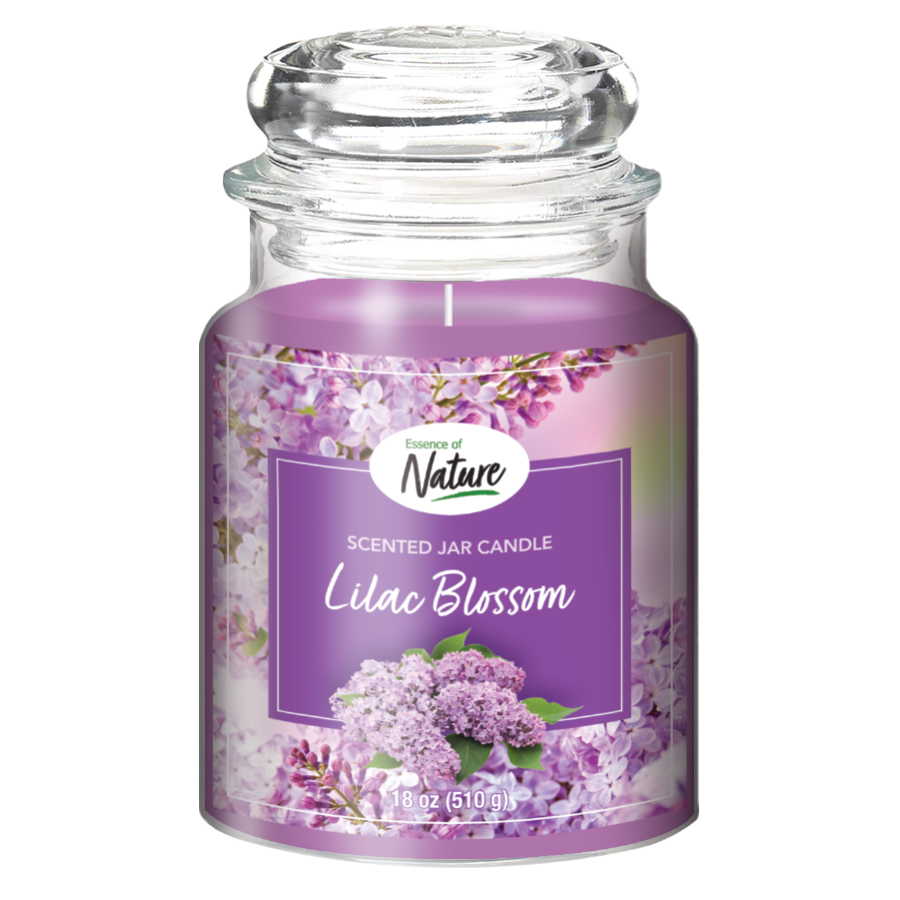 ESSENCE OF NATURE CANDLE 18 OZ IN JAR WITH DOM LID LILAC BLOSSOM