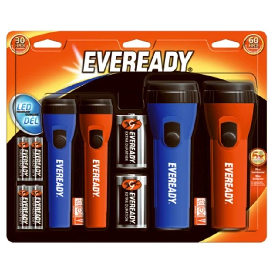 EVEREADY FLASHLIGHT 4 PK ADPT