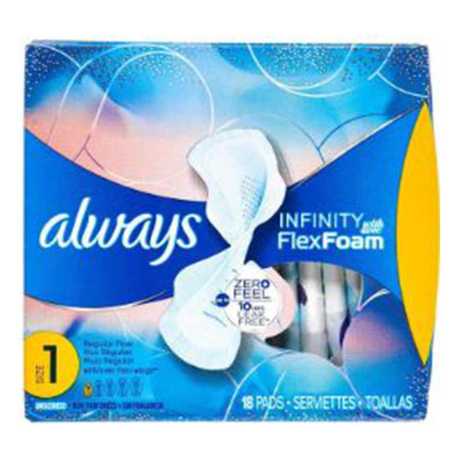 ALWAYS INFANITY 18 CT REGULAR UNSCENTED FLEX FOAM SIZE1