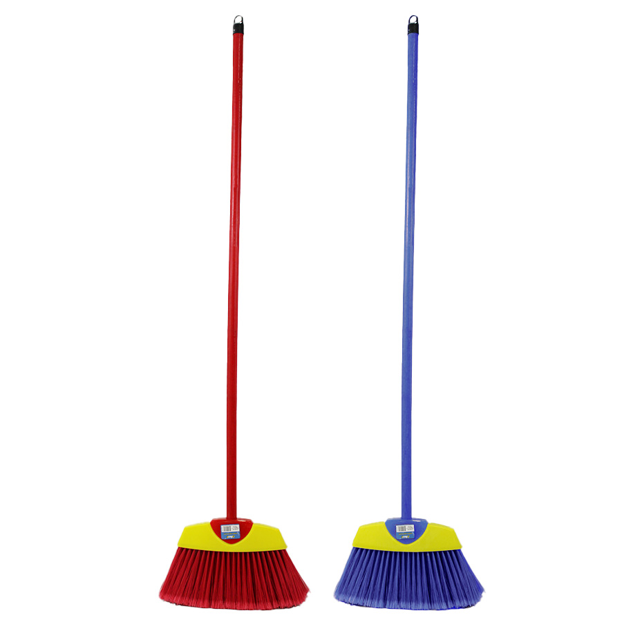 EZDUZZIT ANGLE BROOM 11 X 7 INCHES WITH WOODEN HANDLE RED & BLUE