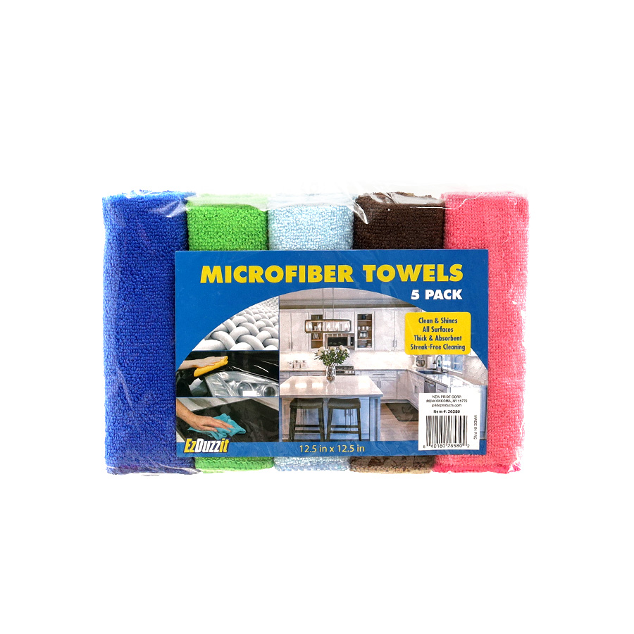 EZDUZZIT CLEANING CLOTH 12.5 X 12.5 IN 5 PC ASSORTED COLORS