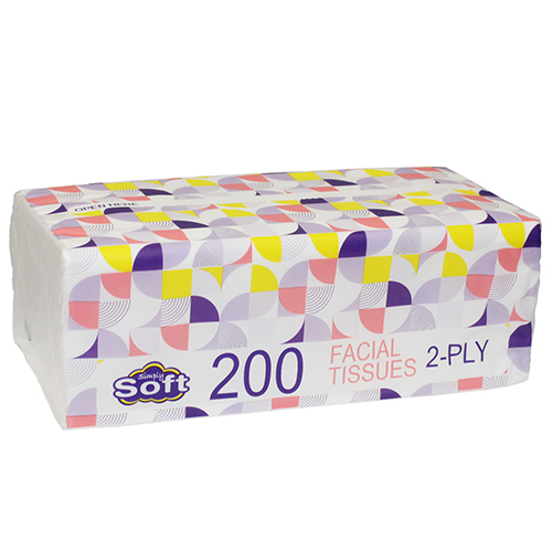 FACIAL TISSUE 1 PK 2 PLY 200 SHEET 7.5 IN X 7.5 IN SOFT PACK