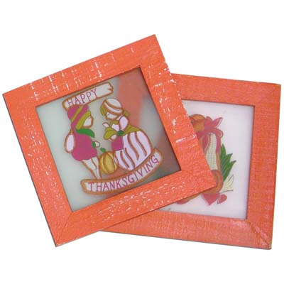 FAMOUS BRAND THANKSGIVING STAINED GLASS PLAQUE 6.5 X 6.5 IN PREPRICED AT $2.99