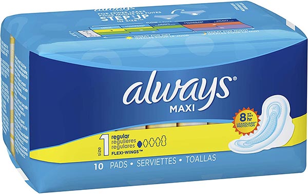 ALWAYS MAXI PAD 10 CT WITH WINGS SIZE 1