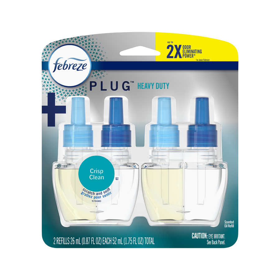 FEBREZE AIR FRESHENER 0.87 OZ 2 PK REFILL FADE DEFY HEAVY DUTY CRISP CLEAN