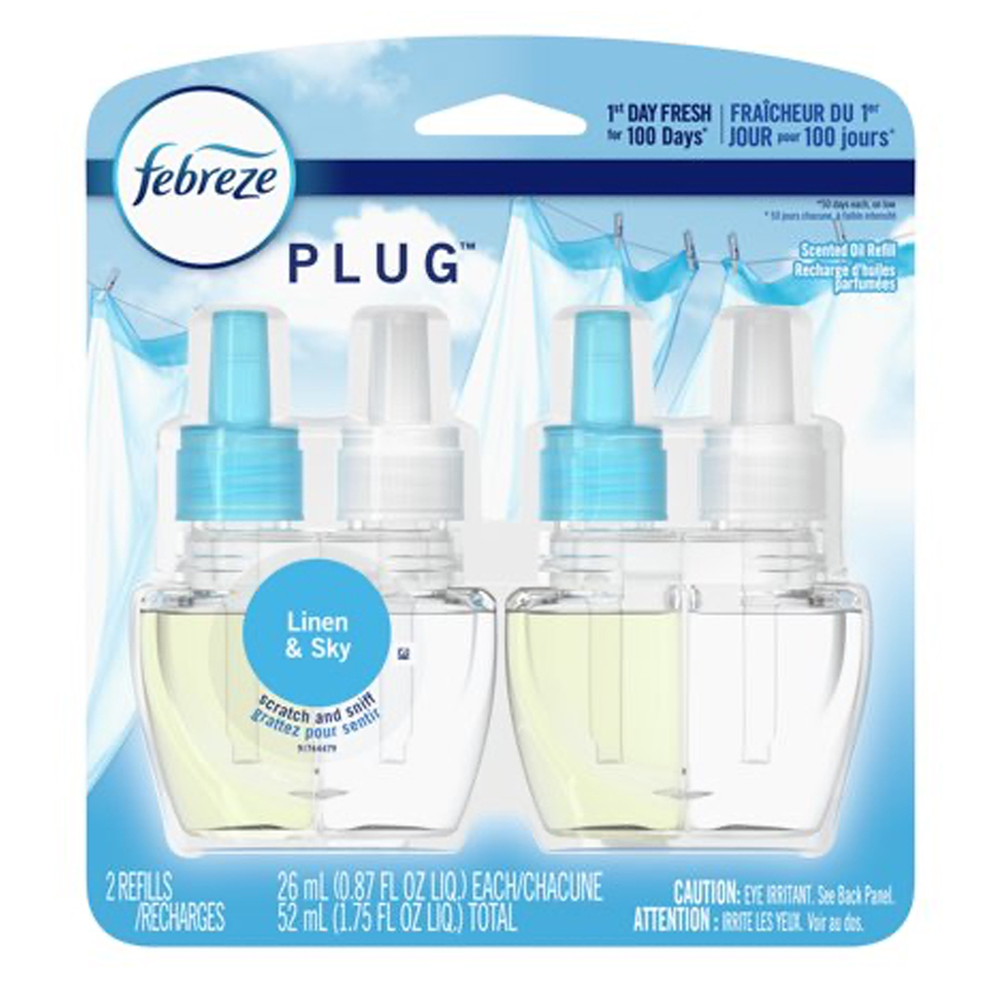 FEBREZE AIR FRESHENER 0.87 OZ 2 PK REFILL FADE DEFY HEAVY DUTY LINEN & SKY
