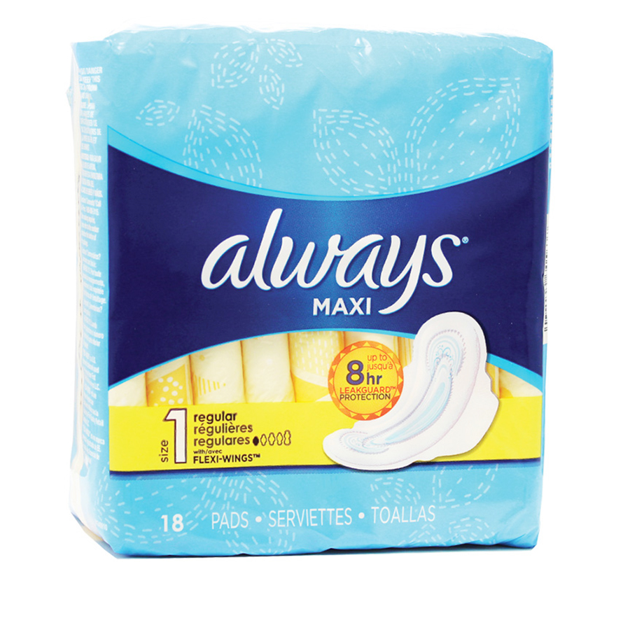 ALWAYS MAXI PADS 18 CT REG WITH WINGS