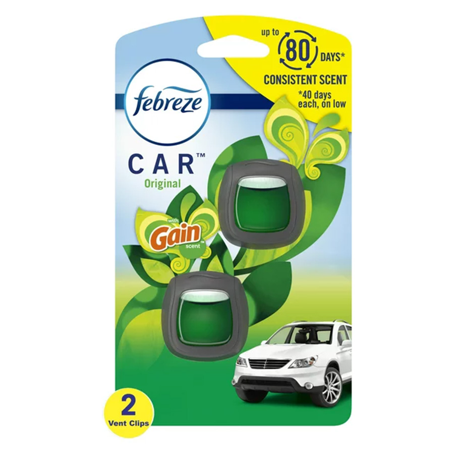 FEBREZE CAR AIR FRESHENER 0.06 OZ 2PK VENT CLIP GAIN ORIGINAL