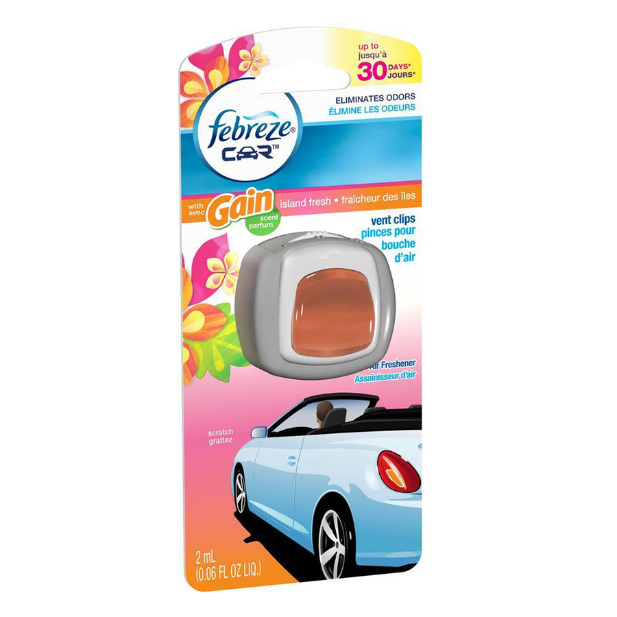 FEBREZE CAR AIR FRESHENER 0.06 OZ VENT CLIP GAIN ISLAND FRESH