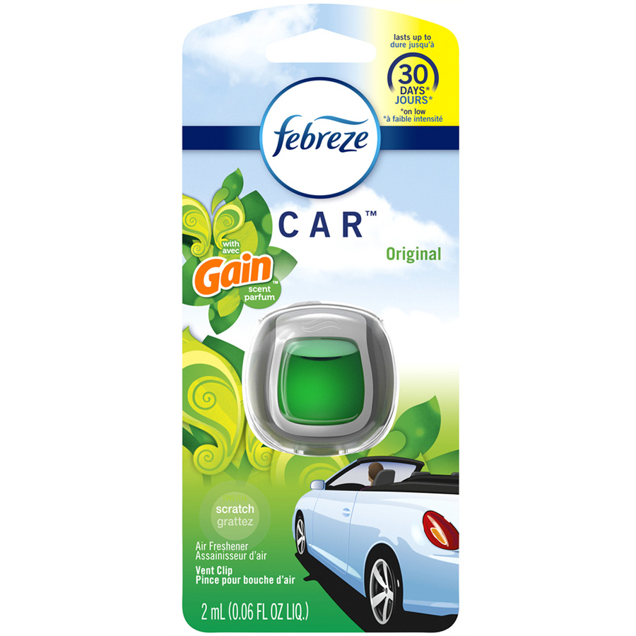 FEBREZE CAR AIR FRESHENER 0.06 OZ VENT CLIP GAIN ORIGINAL