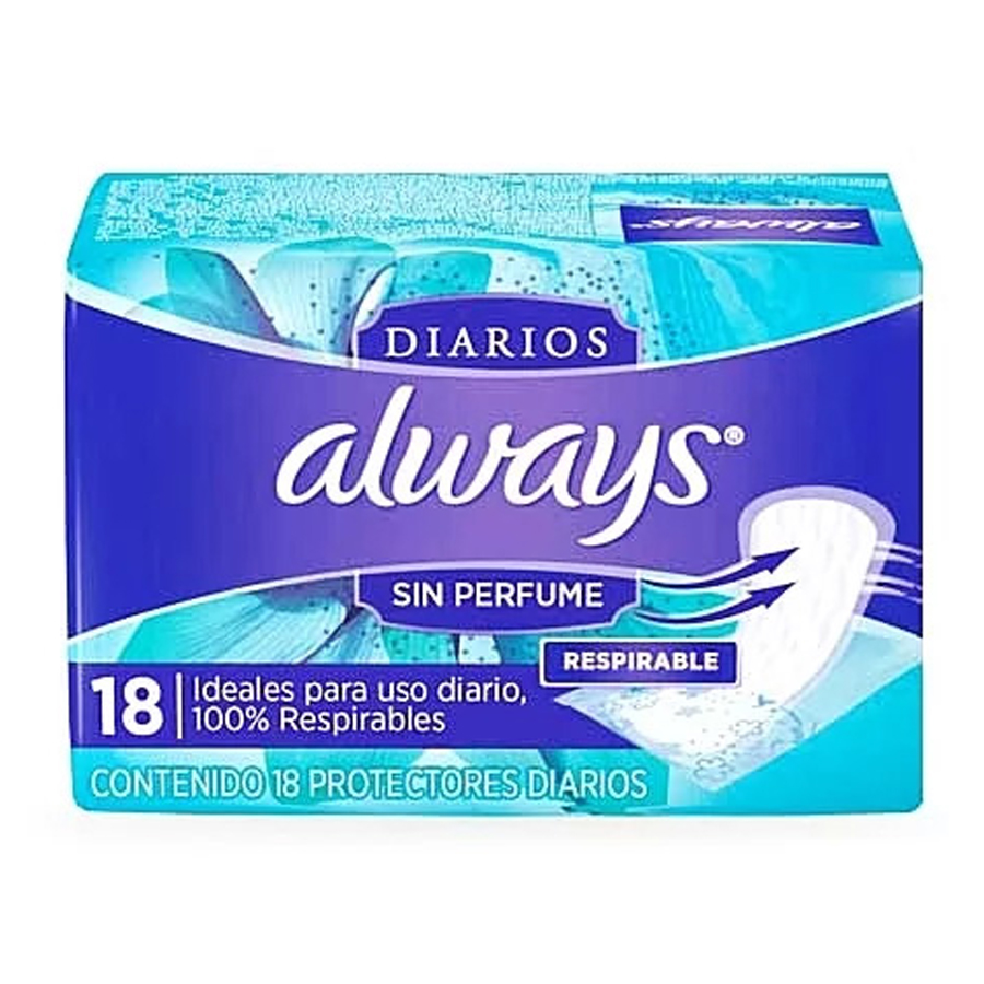 ALWAYS PADS 18 CT DIARIOS SIN PERFUME RESPIRABLE