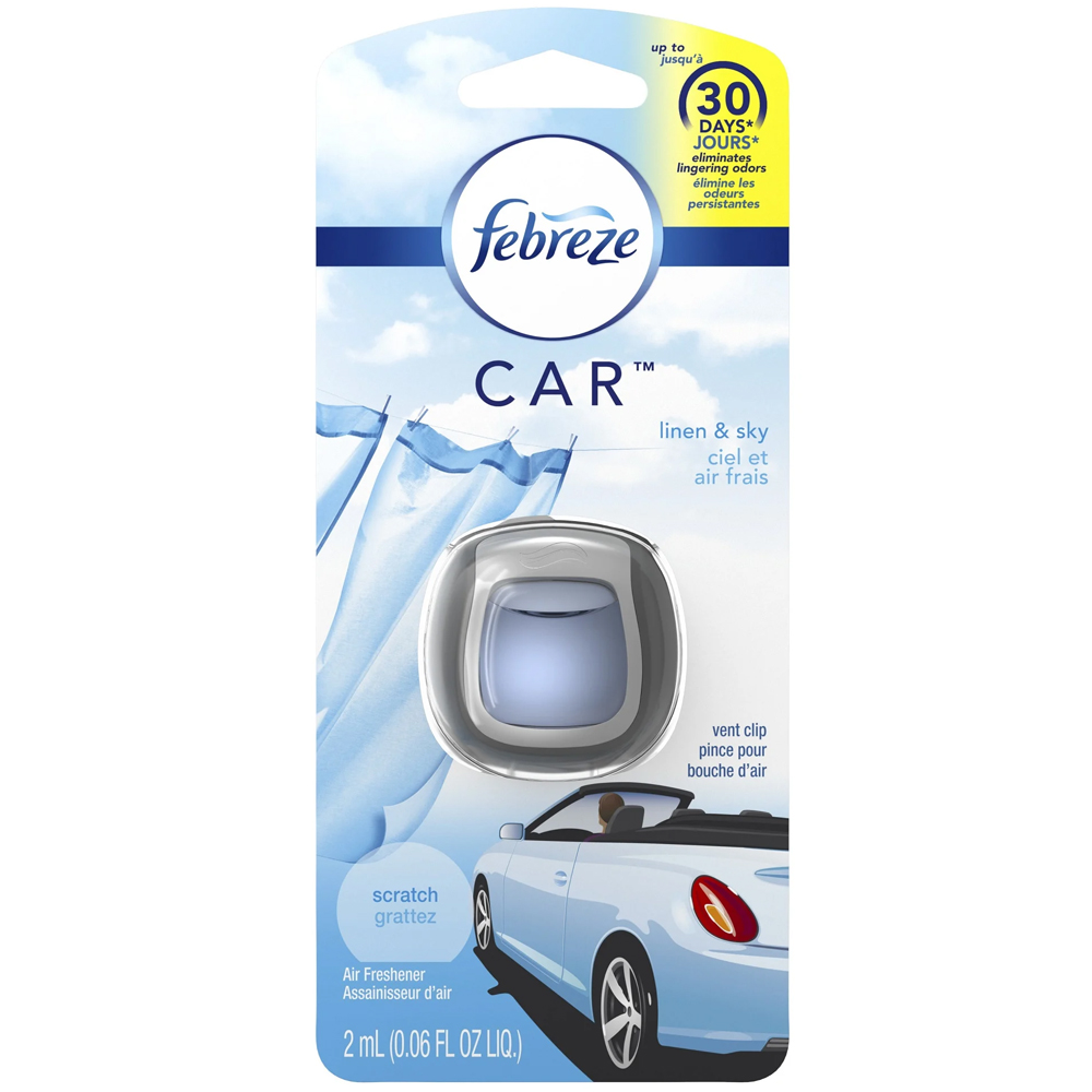 FEBREZE CAR AIR FRESHENER 0.06 OZ VENT CLIP LINEN & SKY