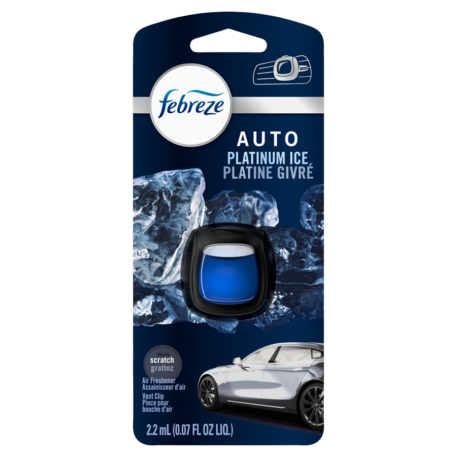 FEBREZE CAR AIR FRESHENER 0.07 OZ VENT CLIP PLATINUM ICE