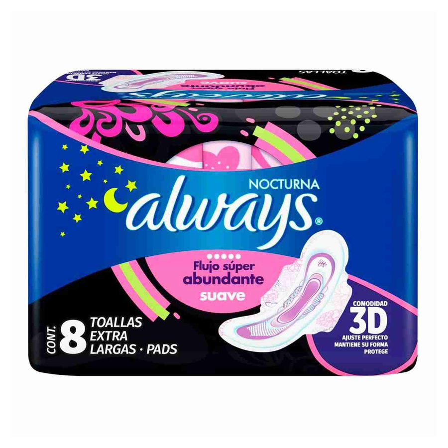 ALWAYS PADS 8 CT NOCT SUAVE SUP AB