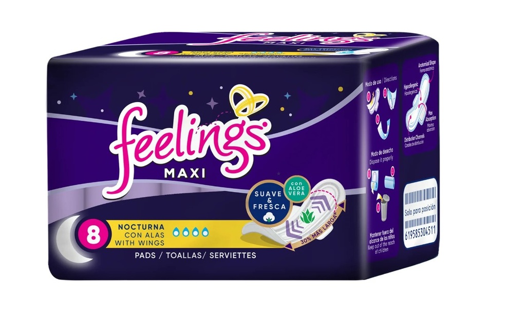 FEELINGS MAXI 8 CT NIGHT WITH WINGS