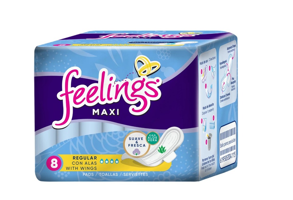 FEELINGS MAXI 8 CT REGULAR WITH WINGS