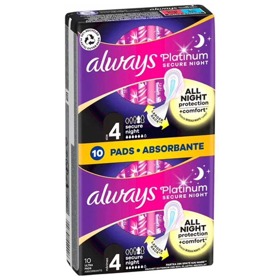 ALWAYS PADS ULTRA 10 CT PLATINUM SECURE NIGHT VP