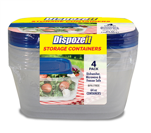 FOOD CNTNR DISP 8 PK 64 OZ (4 LIDS + 4 CONTAINERS)