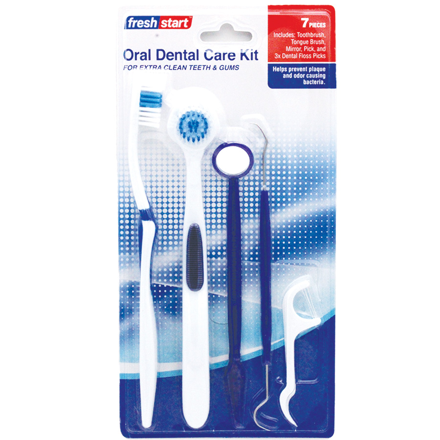 FRESH ORAL DENTAL CARE SET 7 PC TOOTHBRUSH TONGUE CLEANING BRUSH ORAL MIRROR DENTAL TOOTH PICK & 3 PC DENTAL PICKS