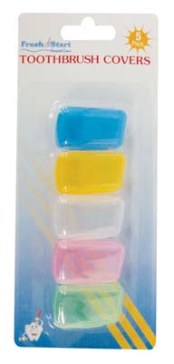 FRESH START TOOTHBRUSH HEAD COVER 5 CT ASSORTED COLORS