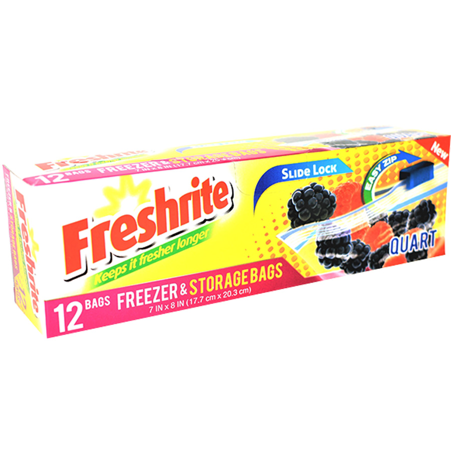 FRESHRITE FREEZER BAG 0.25 GL 12 CT SLIDELOCK