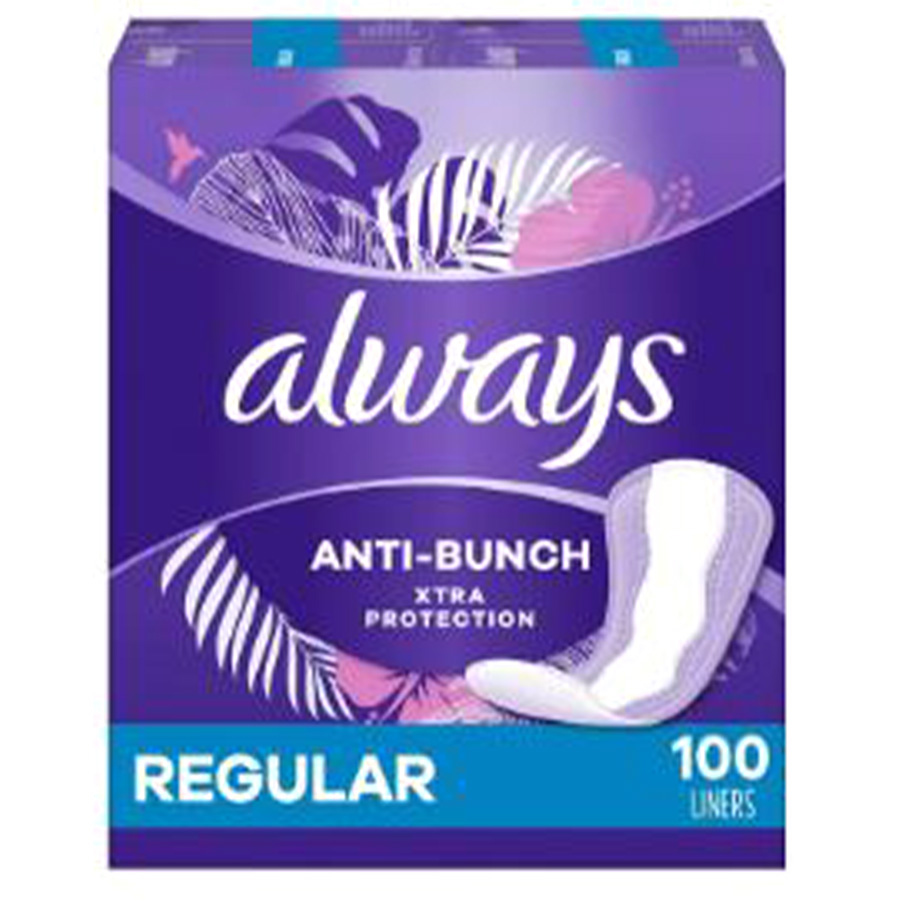 ALWAYS PANTILINERS 100 CT ANTI BUNCH XTRA PROTECTION REGULAR UNSCENTED