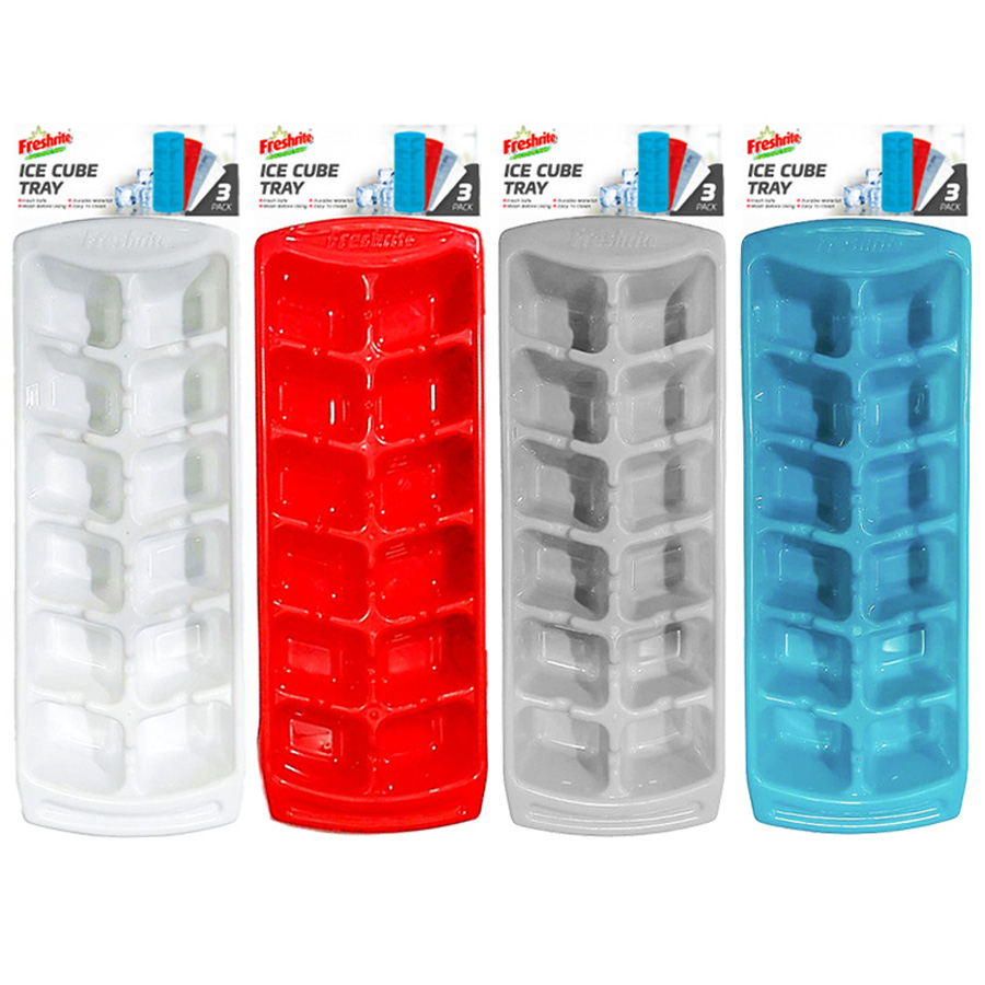 FRESHRITE PLASTIC ICE CUBE TRAY 3 PK 12 MOLDS