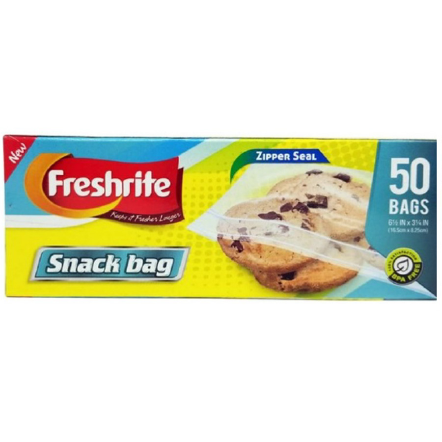 FRESHRITE SNACK BAG 50 CT ZIPPER SEAL