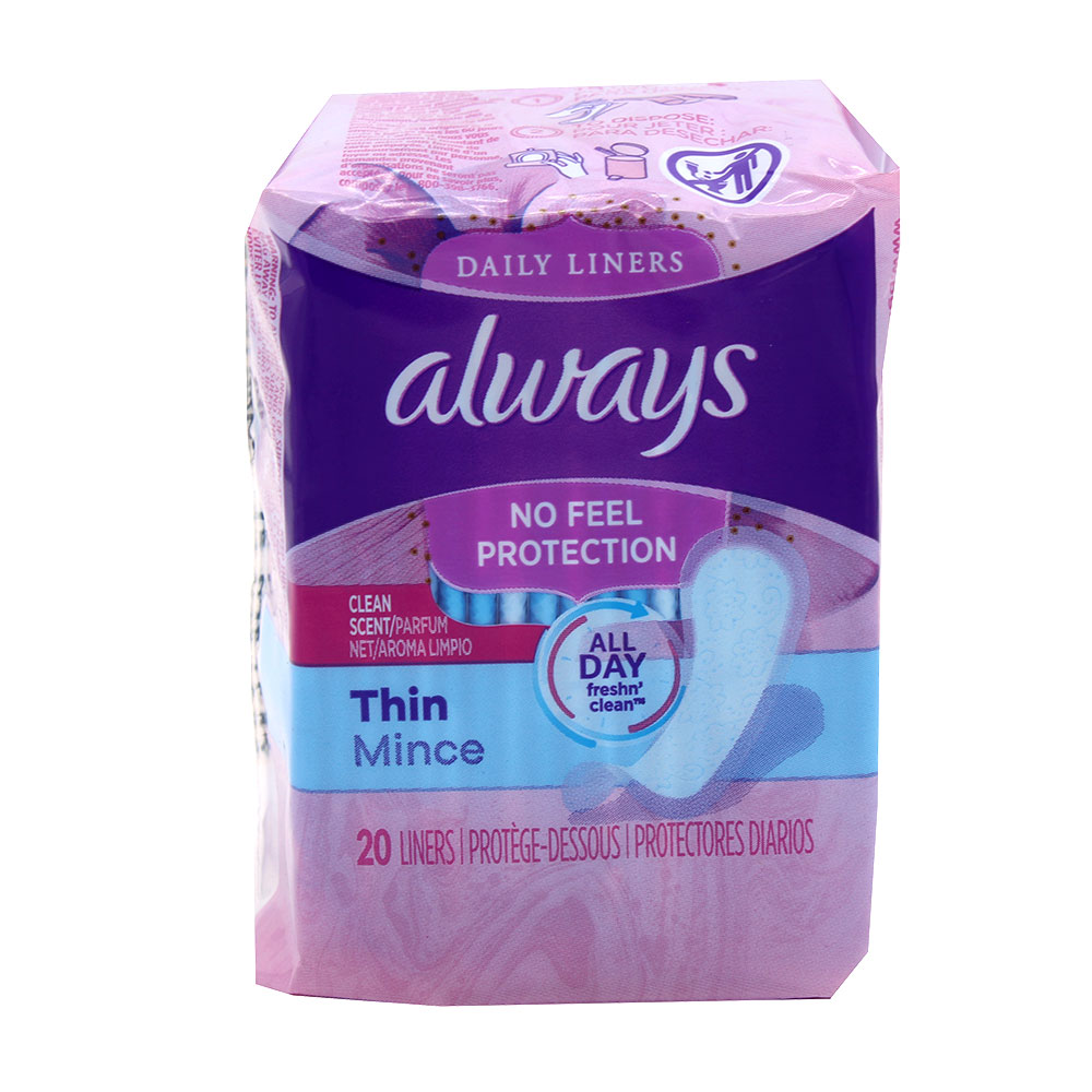 ALWAYS PANTY LINER 20 CT REG UNSCENT