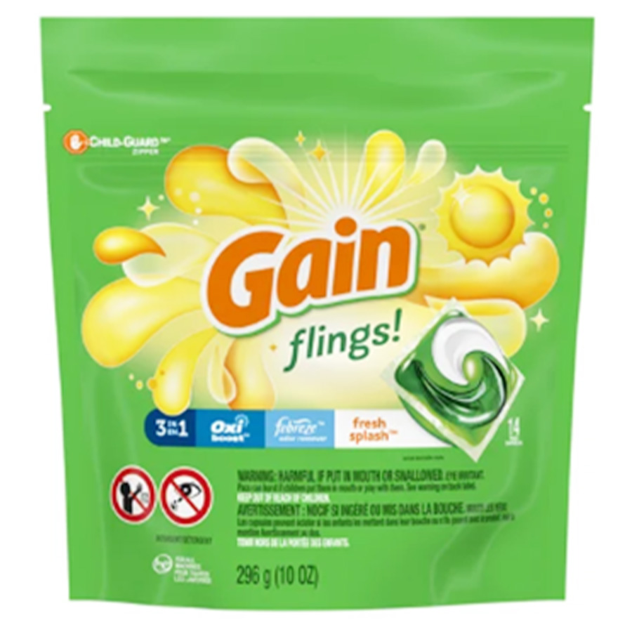 GAIN DETERGENT PODS (FLINGS) 14 CT FRESH SPLASH