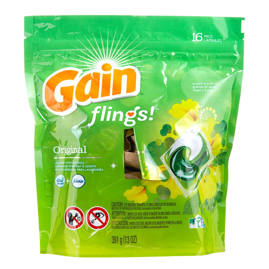 GAIN DETERGENT PODS (FLINGS) 16 CT ORIGINAL