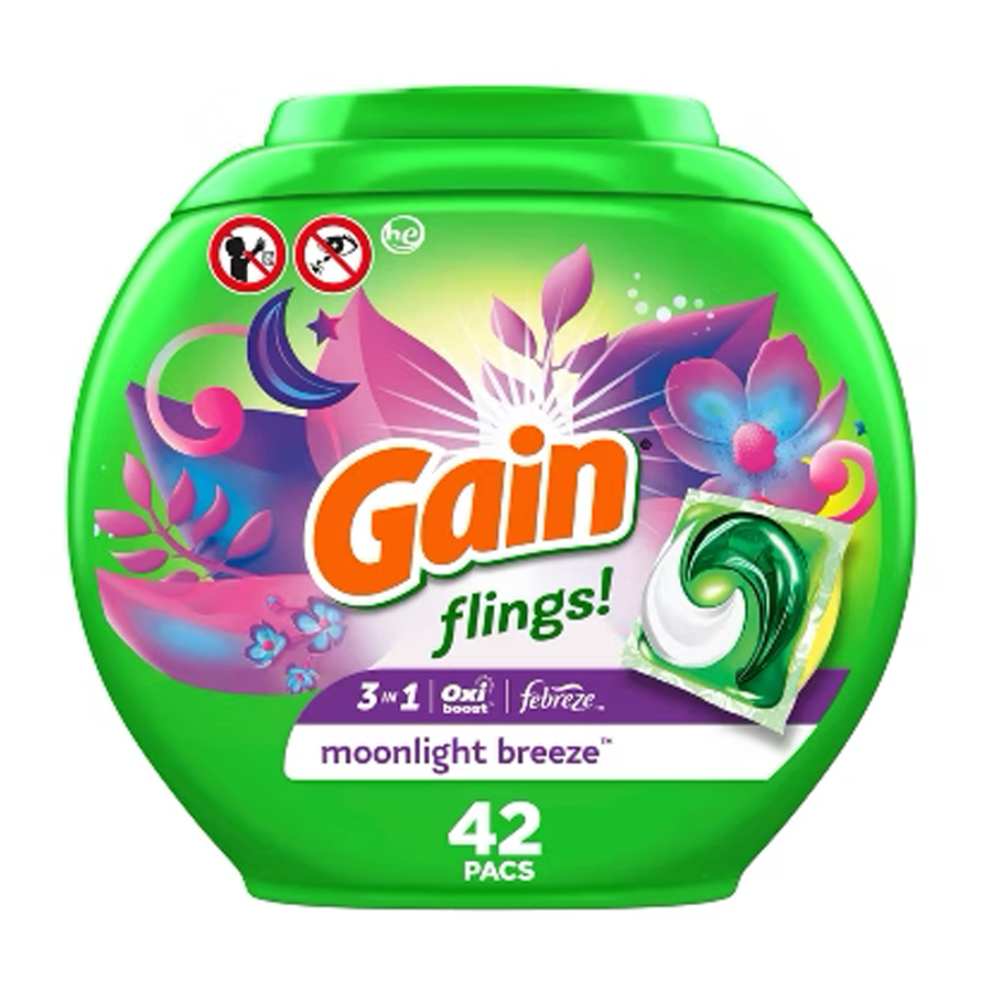 GAIN LAUNDRY PODS 42 CT 3 IN 1 MOONLIGHT BREEZE OXI / FABREZE