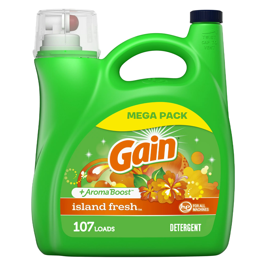 GAIN LIQUID DETERGENT 154 OZ / 4.55 L 107 LOADS ISLAND FRESH