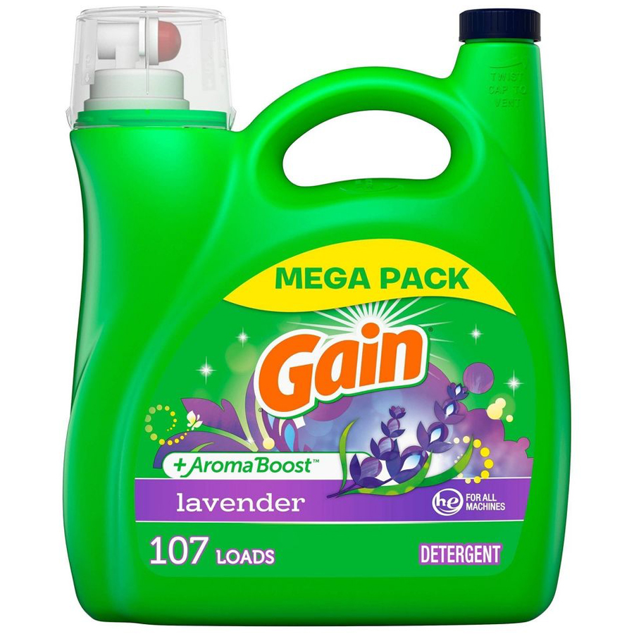 GAIN LIQUID DETERGENT 154 OZ / 4.55 L 107 LOADS LAVENDER