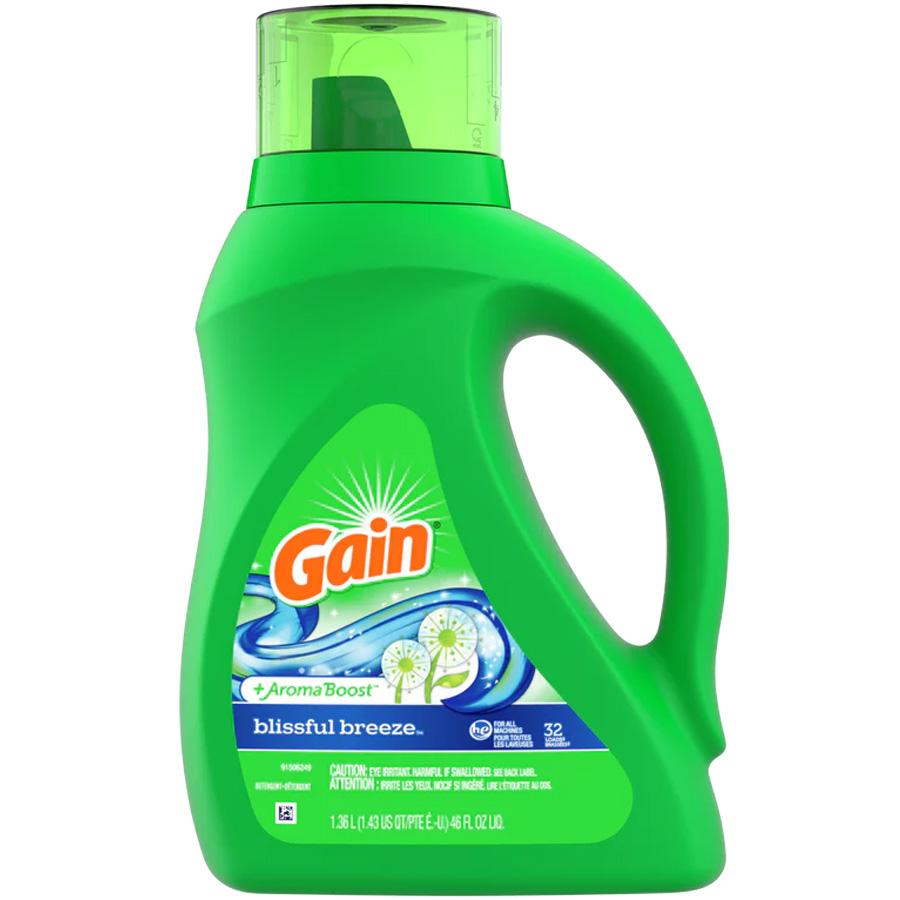 GAIN LIQUID DETERGENT 46 OZ / 1.36 L 2X BLISSFUL BREEZE