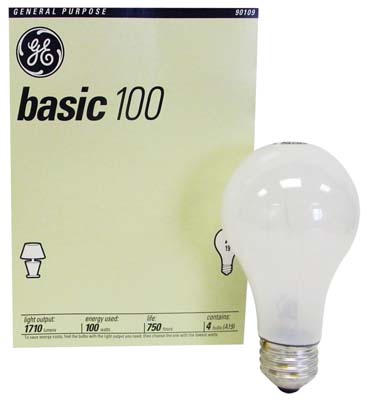 GE LIGHT BULB 100 W 4 PK FROSTED