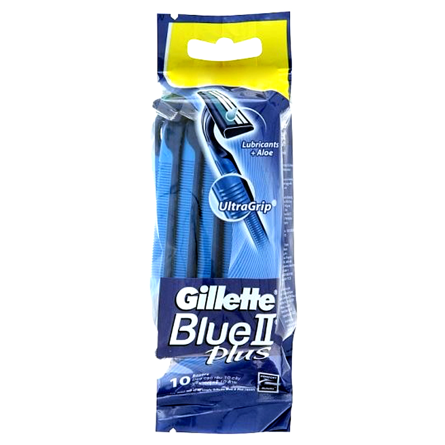 GILLETTE BLADES 8+2 CT BLUE II PLUS CHROMIUM COATING RAZOR