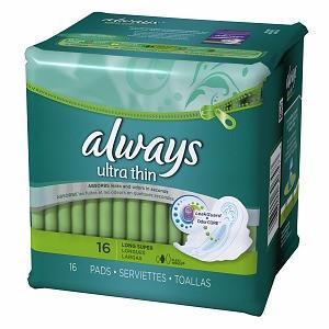 ALWAYS ULTRA THIN 16 CT LONG SUPER UNSCENTED WING SIZE 2