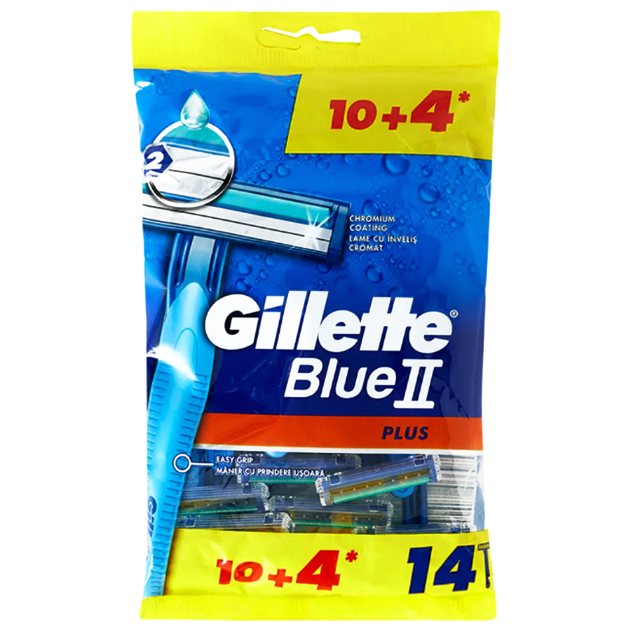 GILLETTE BLUE II PLUS 10+4 CT CHROMIUM COATING
