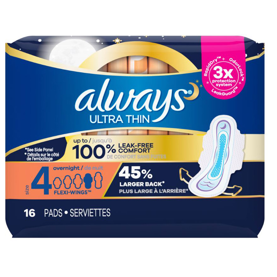 ALWAYS ULTRA THIN PADS 16 CT LEAK GUARD SIZE 4