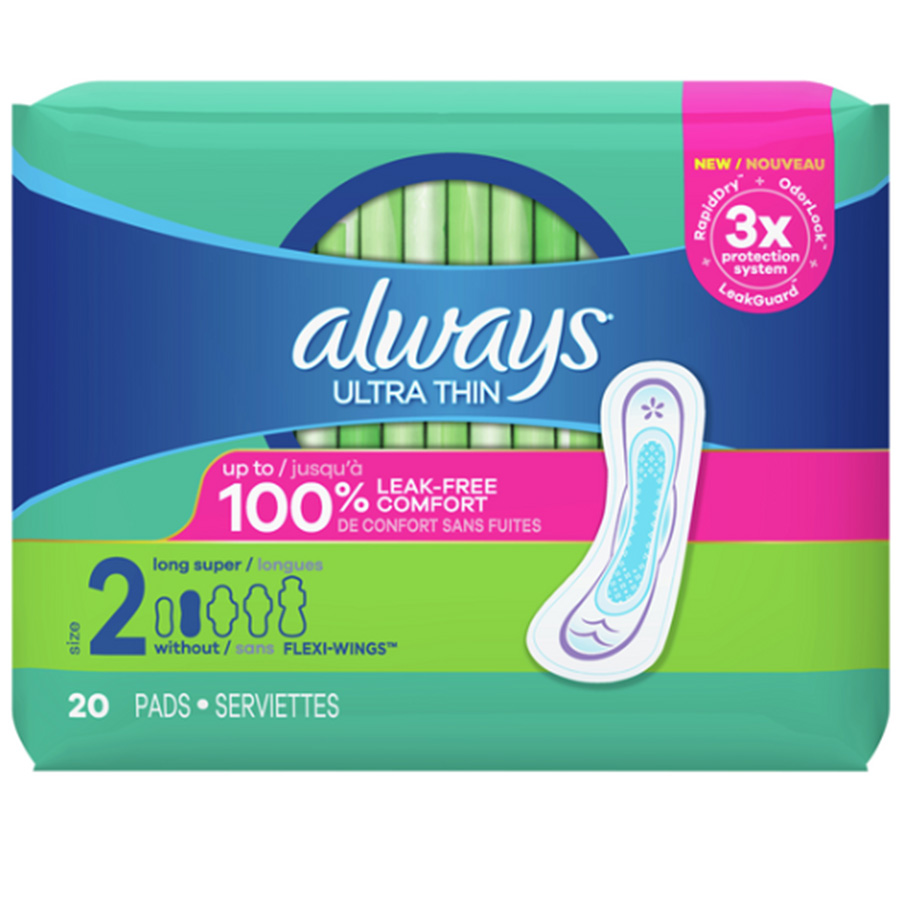 ALWAYS ULTRA THIN PADS 20 CT SIZE 2 FLEXI WINGS
