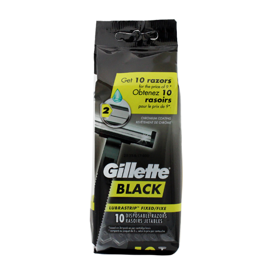 GILLETTE RAZOR 10 CT BLACK FIXED