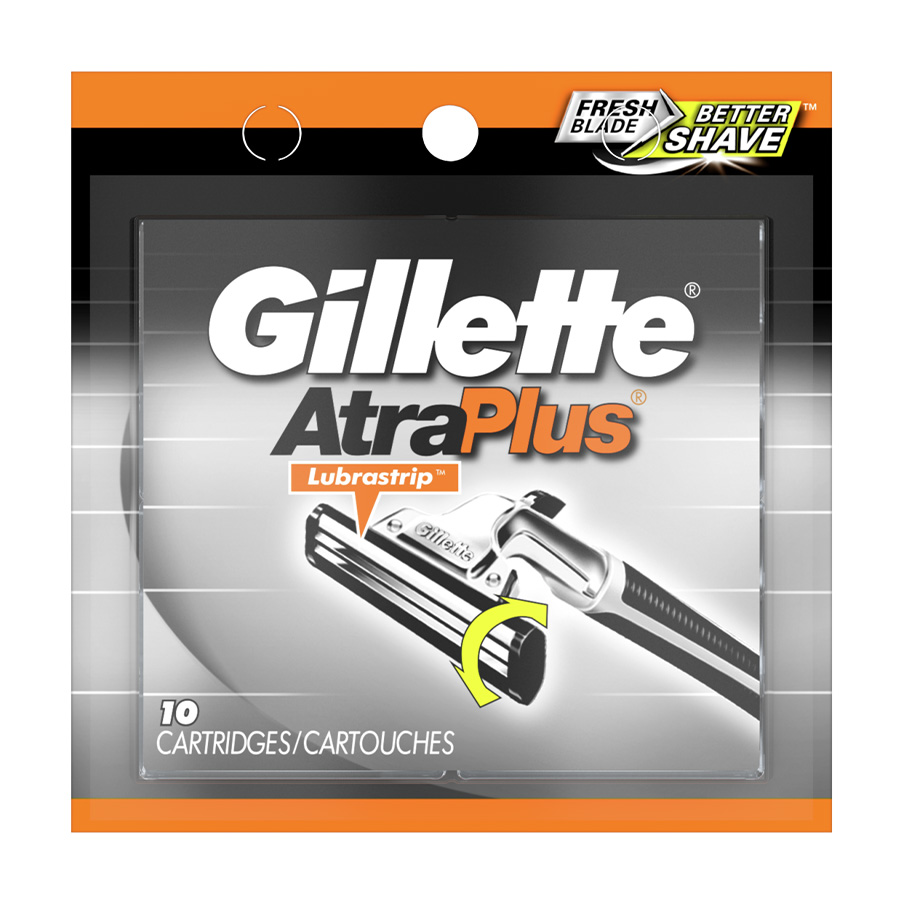 GILLETTE RAZOR 10 CT BLADE REFILL CARTRIDGES ATRA PLUS MENS