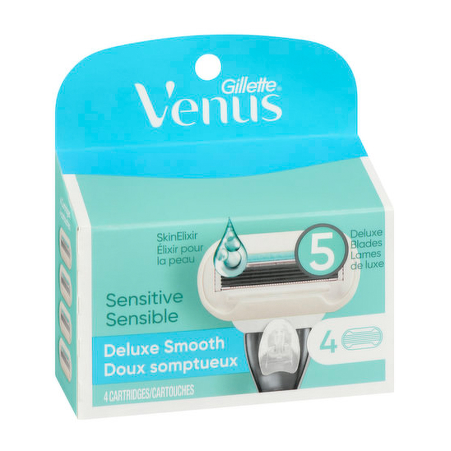 GILLETTE RAZOR BLADE REFILL 4 CT VENUS DELUXE SMOOTH SENSITIVE WOMEN'S