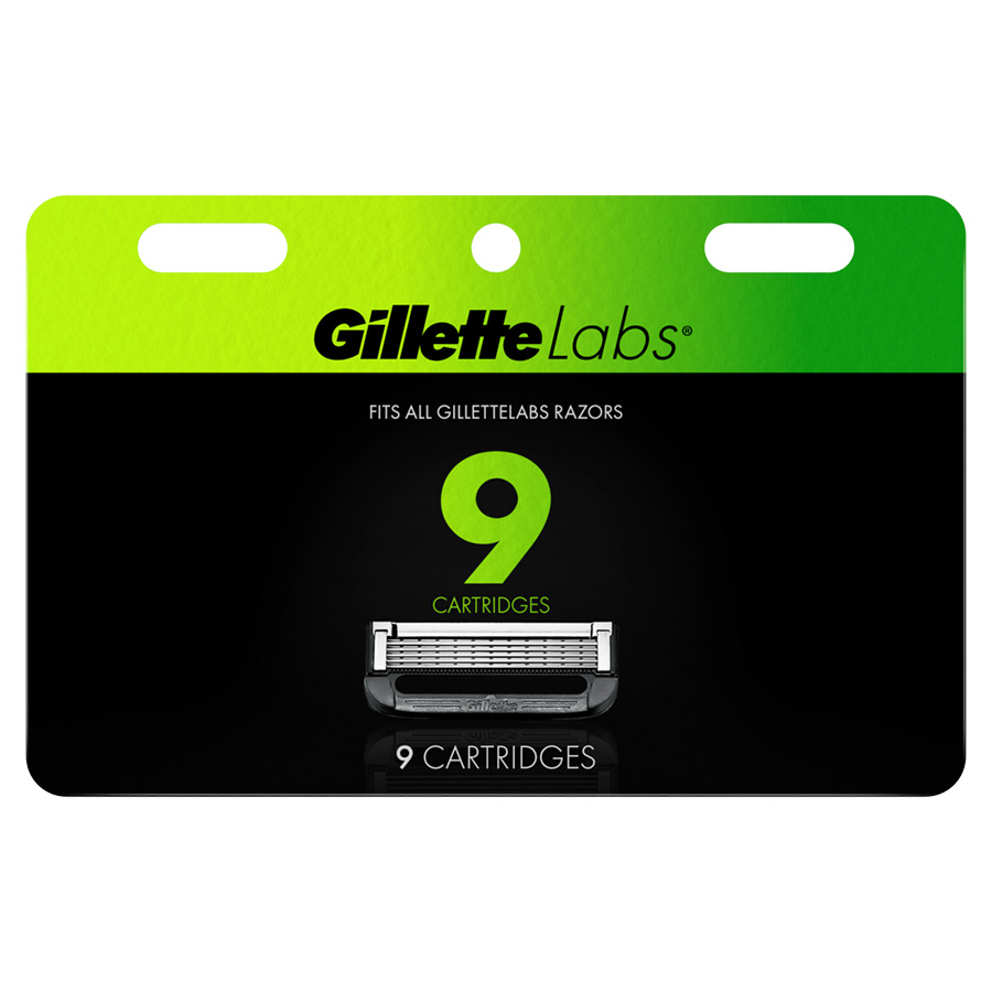 GILLETTE RAZOR BLADE REFILLS 9 CT LABS COMPATIBLE WITH GILLETTELABS WITH EXFOLIATING BAR BY