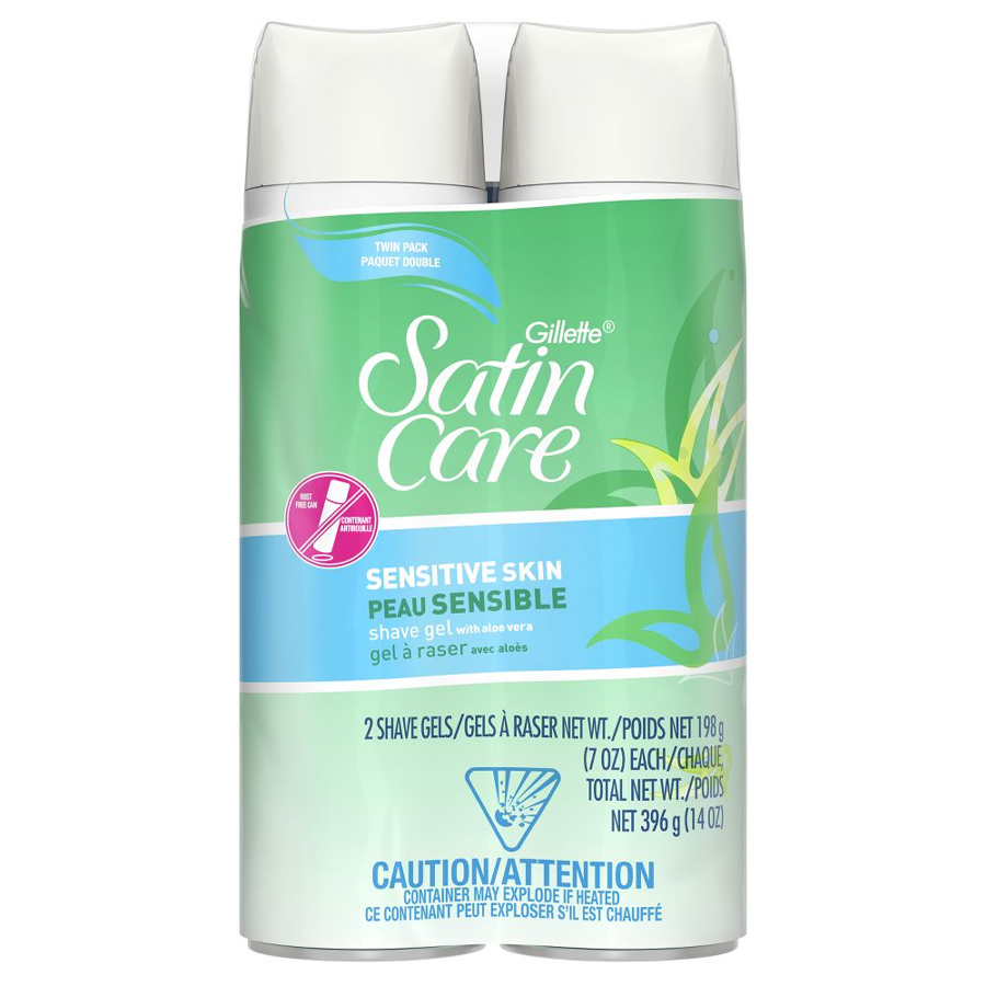 GILLETTE SATIN CARE SHAVING GEL 7 OZ 2 PK SENSITIVE ALOE VERA