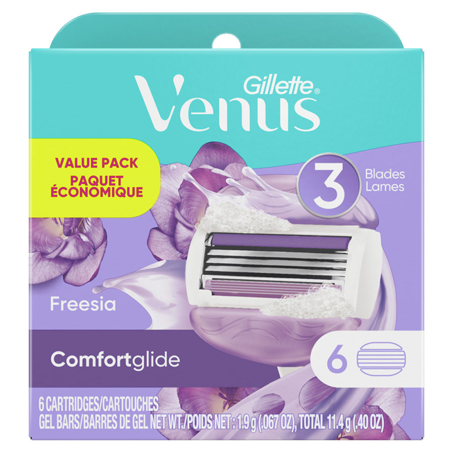 GILLETTE VENUS COMFORTGLIDE FREESIA WOMEN'S RAZOR BLADE REFILLS, 6 COUNT